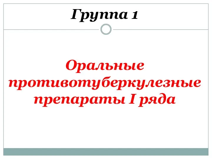 Группа 1 Оральные противотуберкулезные препараты І ряда