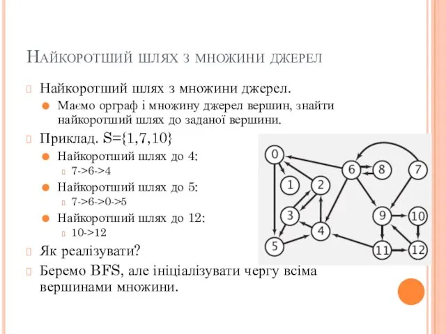 Найкоротший шлях з множини джерел Найкоротший шлях з множини джерел.