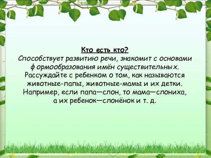 Кто есть кто? Способствует развитию речи, знакомит с основами формообразования