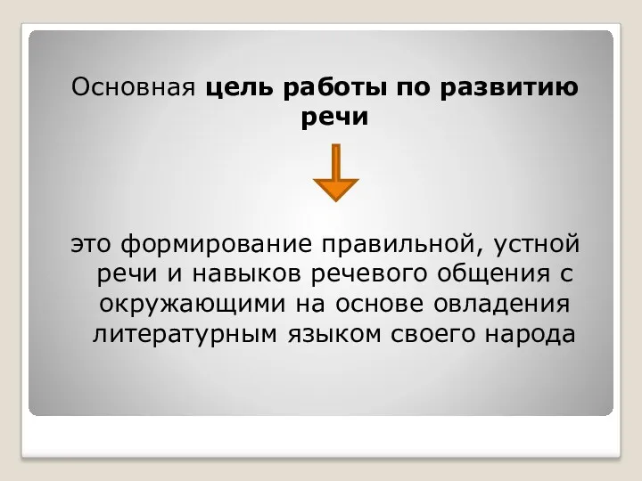 Основная цель работы по развитию речи это формирование правильной, устной