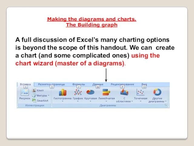 Making the diagrams and charts. The Building graph A full discussion of Excel’s