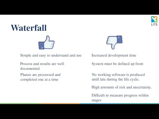 Waterfall Simple and easy to understand and use Process and