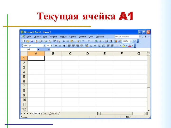 Текущая ячейка A1