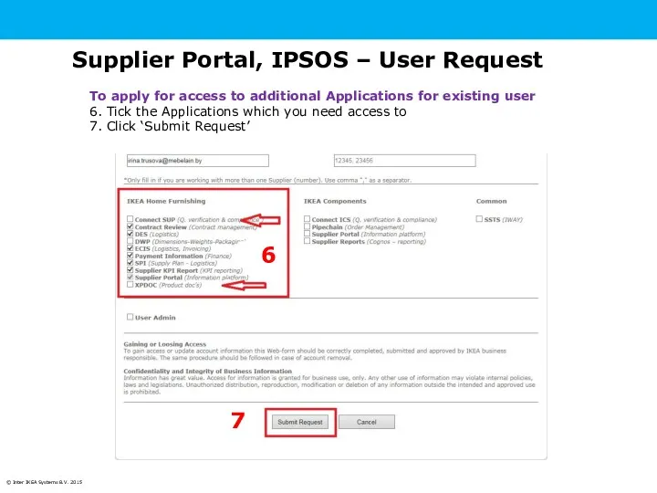 Supplier Portal, IPSOS – User Request To apply for access