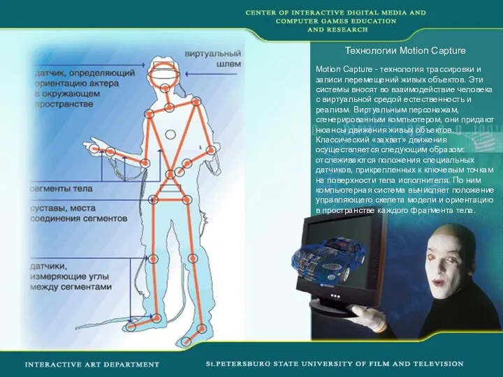 Технологии Motion Capture Motion Capture - технология трассировки и записи