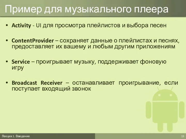 Пример для музыкального плеера Activity - UI для просмотра плейлистов