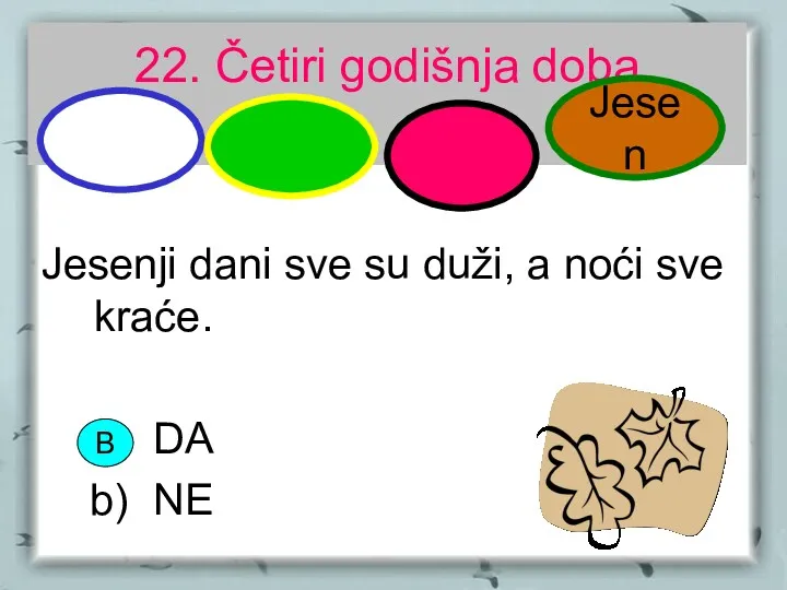 22. Četiri godišnja doba Jesenji dani sve su duži, a