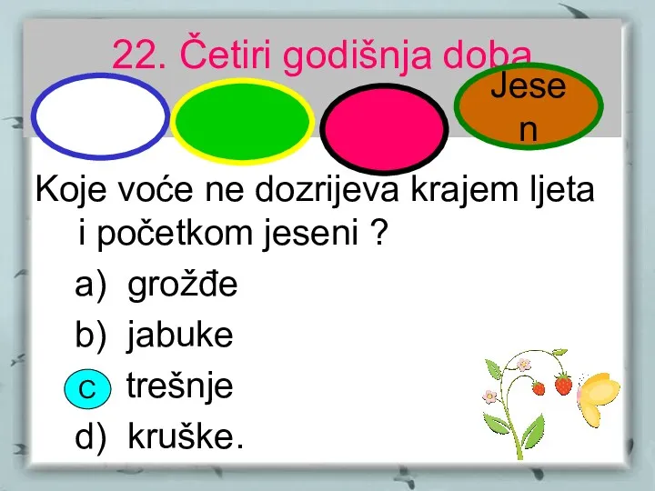 22. Četiri godišnja doba Koje voće ne dozrijeva krajem ljeta