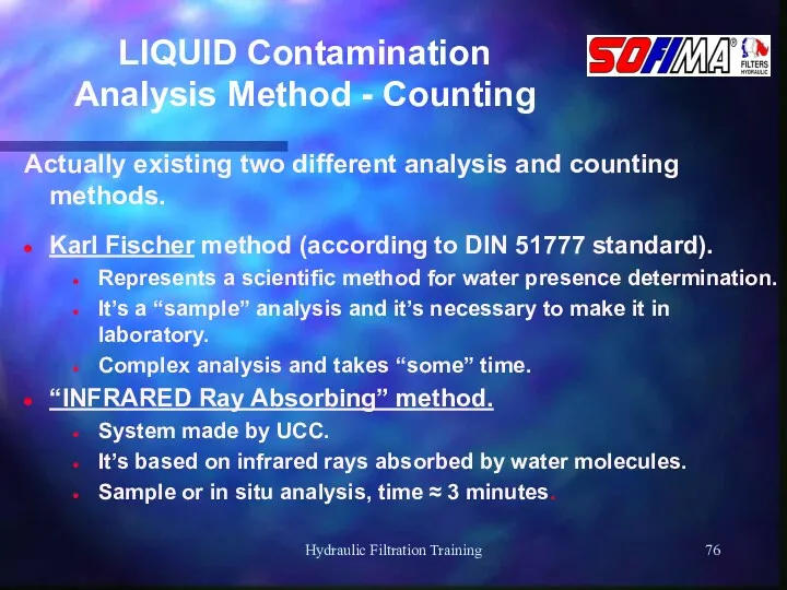 Hydraulic Filtration Training LIQUID Contamination Analysis Method - Counting Actually existing two different