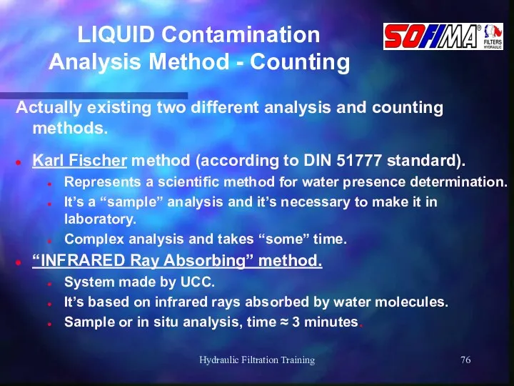 Hydraulic Filtration Training LIQUID Contamination Analysis Method - Counting Actually