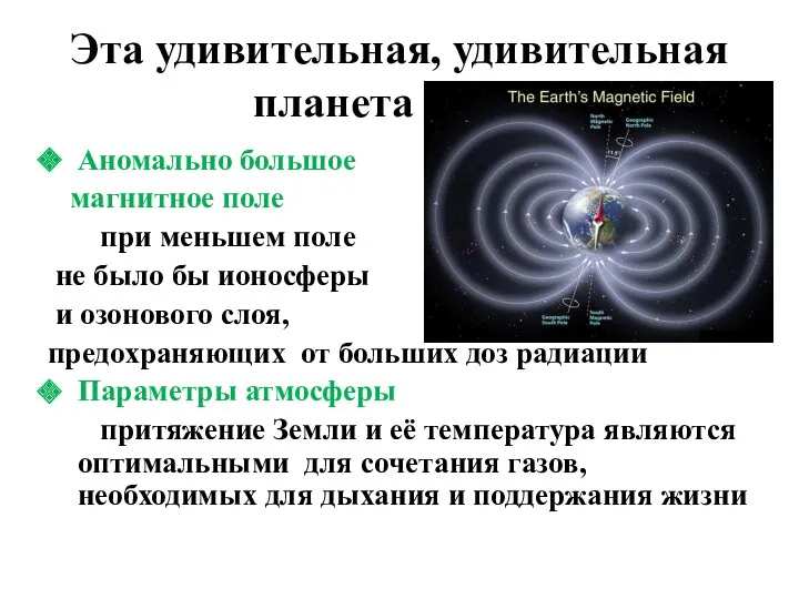 Эта удивительная, удивительная планета Земля Аномально большое магнитное поле при меньшем поле не