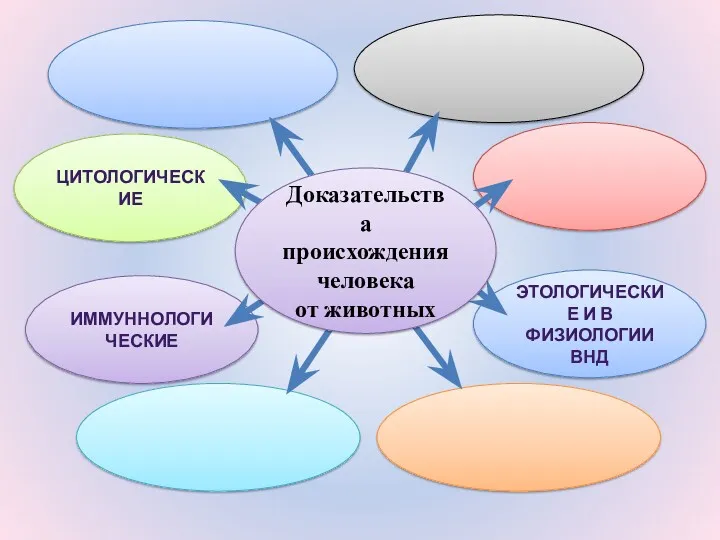 ЭТОЛОГИЧЕСКИЕ И В ФИЗИОЛОГИИ ВНД ЦИТОЛОГИЧЕСКИЕ ИММУННОЛОГИЧЕСКИЕ Доказательства происхождения человека от животных