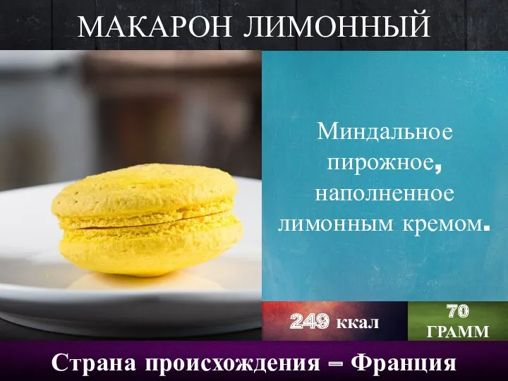 МАКАРОН ЛИМОННЫЙ Страна происхождения – Франция