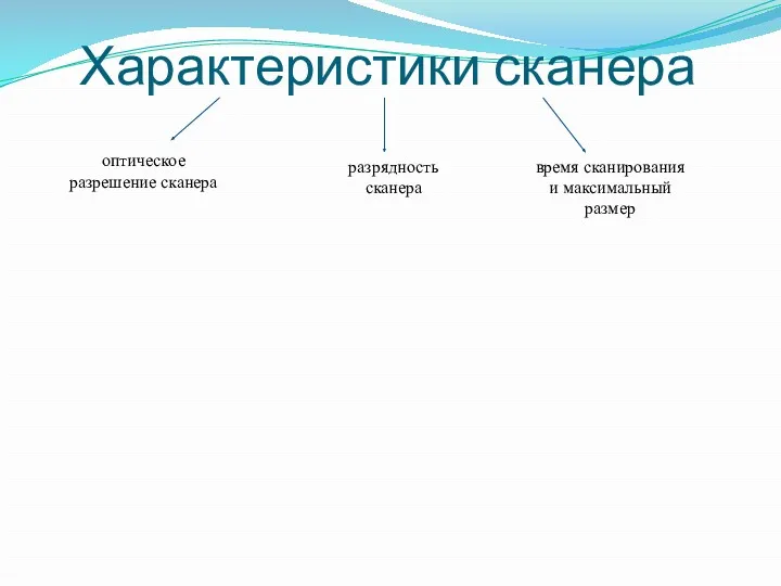 Характеристики сканера оптическое разрешение сканера разрядность сканера время сканирования и максимальный размер