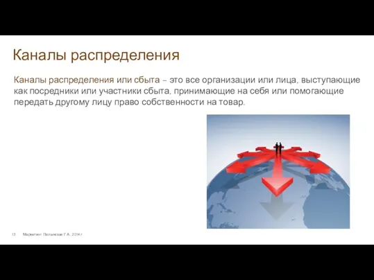 Каналы распределения Маркетинг. Полынская Г.А., 2014 г. Каналы распределения или