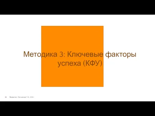 Маркетинг. Полынская Г.А., 2014 г. Методика 3: Ключевые факторы успеха (КФУ)