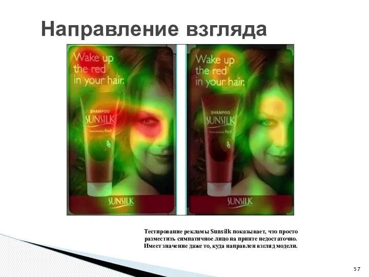 Направление взгляда Тестирование рекламы Sunsilk показывает, что просто разместить симпатичное