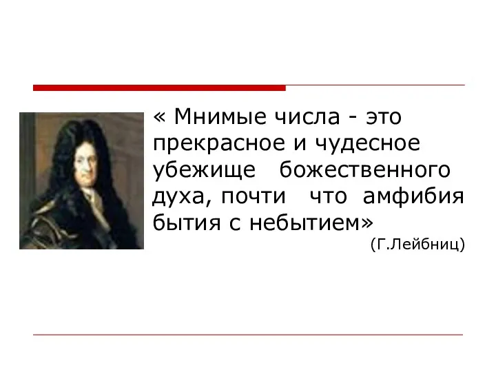 « Мнимые числа - это прекрасное и чудесное убежище божественного