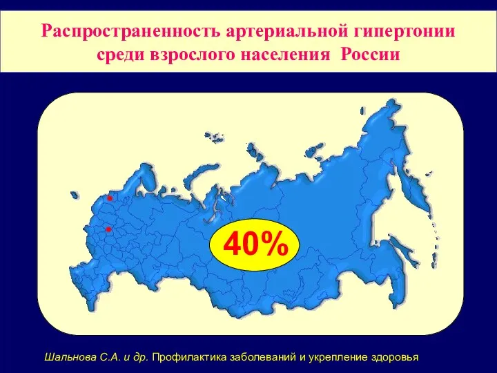 Распространенность артериальной гипертонии среди взрослого населения России Шальнова С.А. и