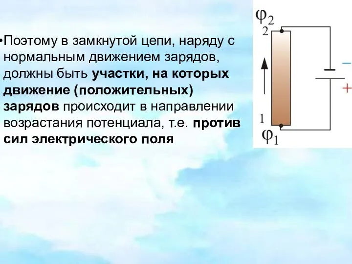 Поэтому в замкнутой цепи, наряду с нормальным движением зарядов, должны