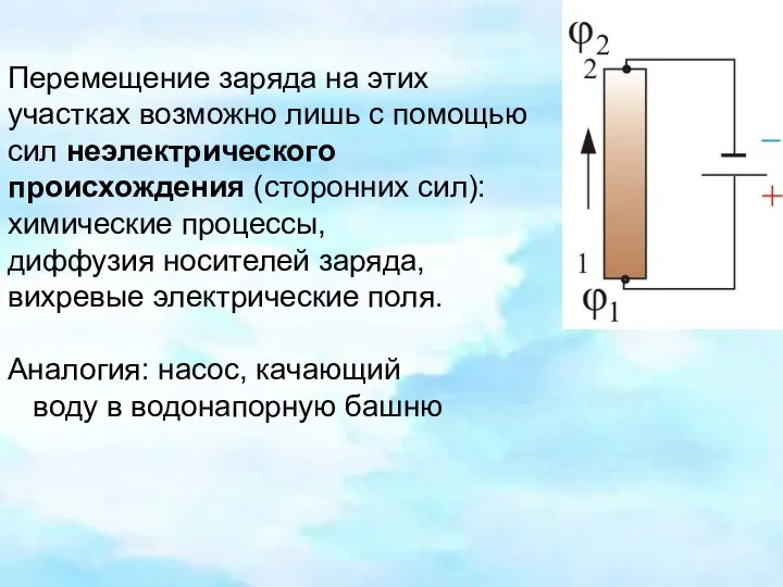 Перемещение заряда на этих участках возможно лишь с помощью сил