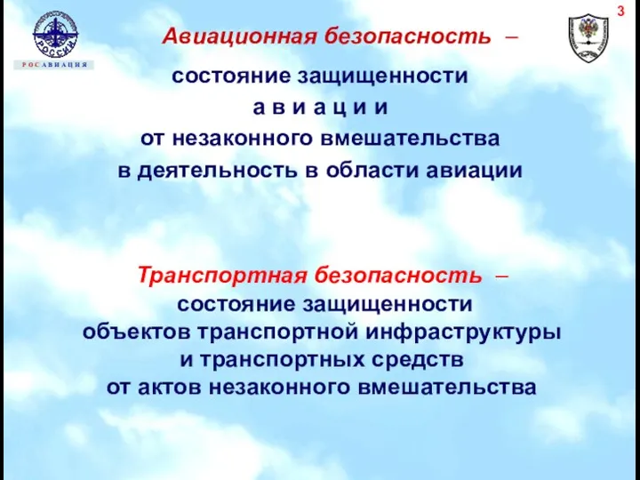 Авиационная безопасность – состояние защищенности а в и а ц