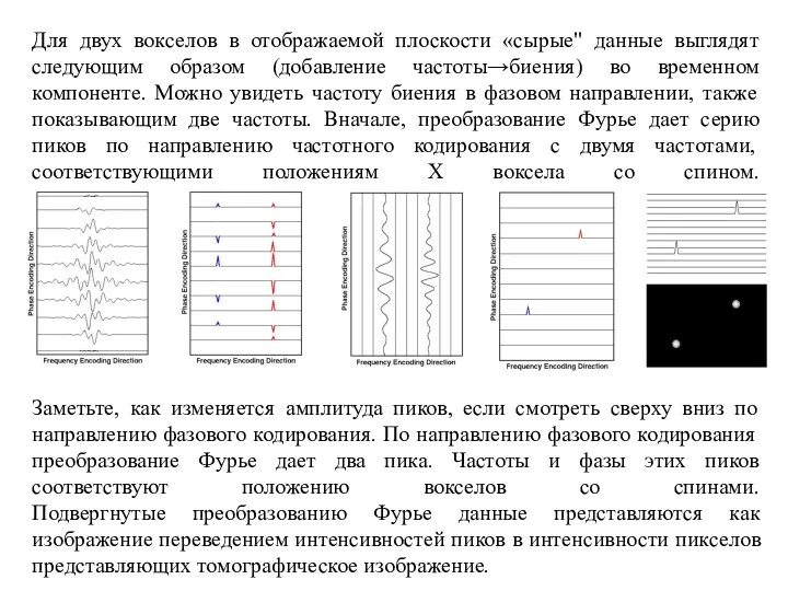 Для двух вокселов в отображаемой плоскости «сырые" данные выглядят следующим