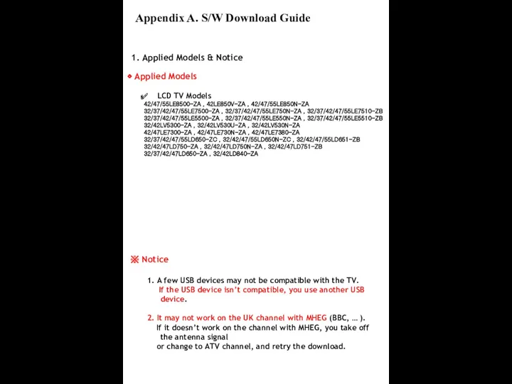 1. Applied Models & Notice ◈ Applied Models LCD TV Models 42/47/55LE8500-ZA ,