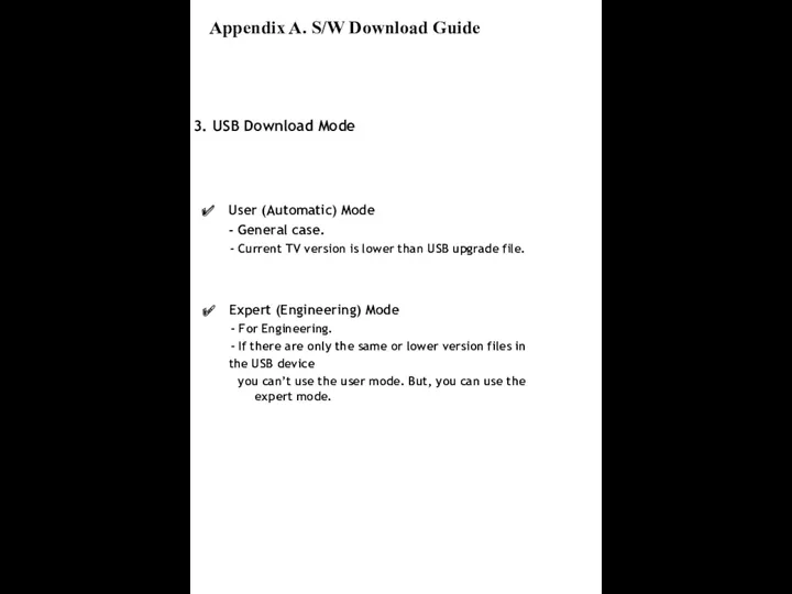 3. USB Download Mode User (Automatic) Mode - General case. - Current TV