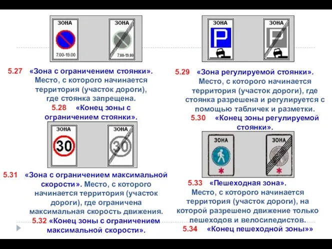 5.27 «Зона с ограничением стоянки». Место, с которого начинается территория