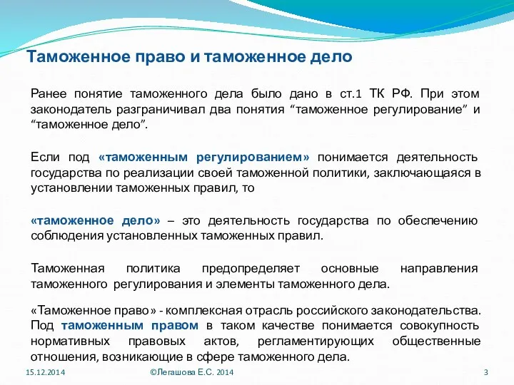 Таможенное право и таможенное дело Ранее понятие таможенного дела было