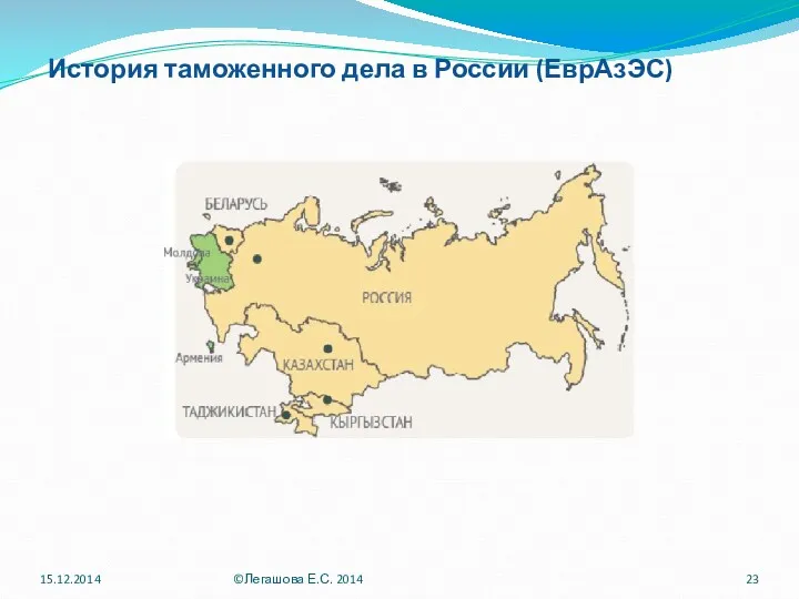 История таможенного дела в России (ЕврАзЭС) 15.12.2014 ©Легашова Е.С. 2014