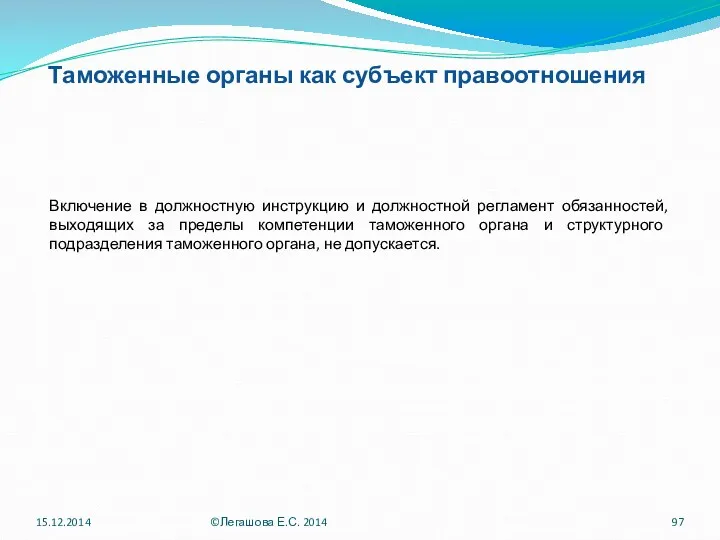 Таможенные органы как субъект правоотношения Включение в должностную инструкцию и