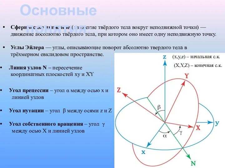 Сферическое движение (движение твёрдого тела вокруг неподвижной точки) — движение