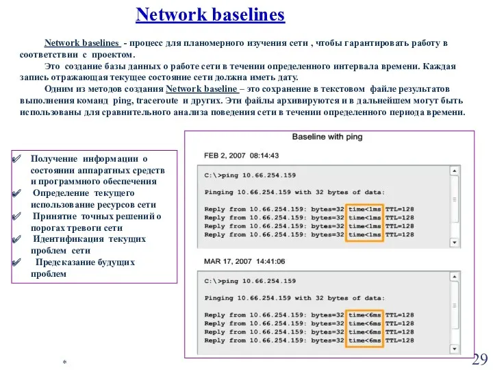 * Network baselines Network baselines - процесс для планомерного изучения