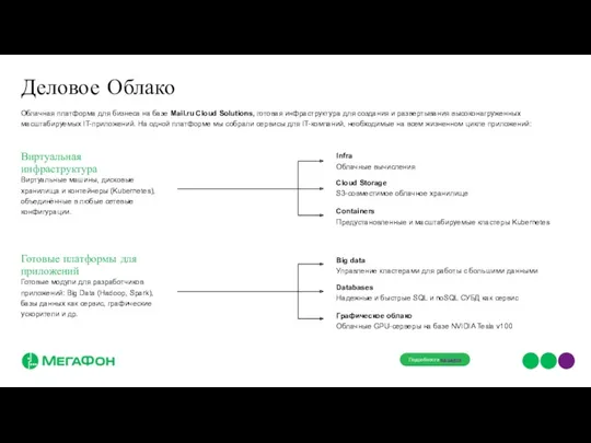 Деловое Облако Облачная платформа для бизнеса на базе Mail.ru Cloud