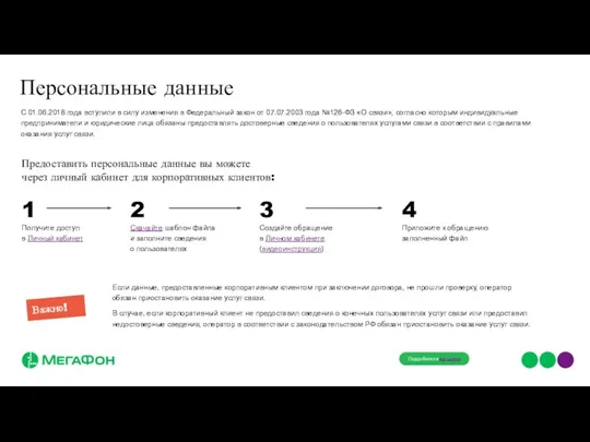 Персональные данные С 01.06.2018 года вступили в силу изменения в Федеральный закон от