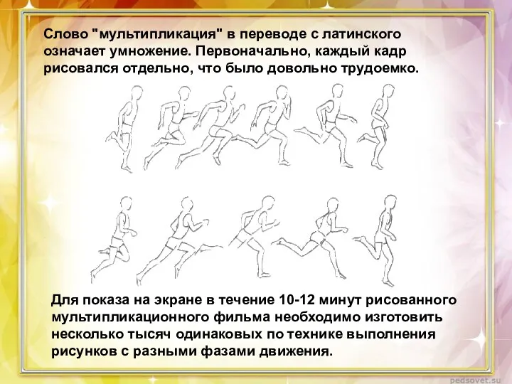 Слово "мультипликация" в переводе с латинского означает умножение. Первоначально, каждый