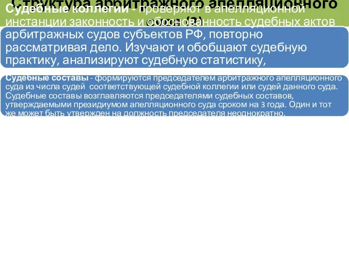 Структура арбитражного апелляционного суда (2) Судебные коллегии - проверяют в