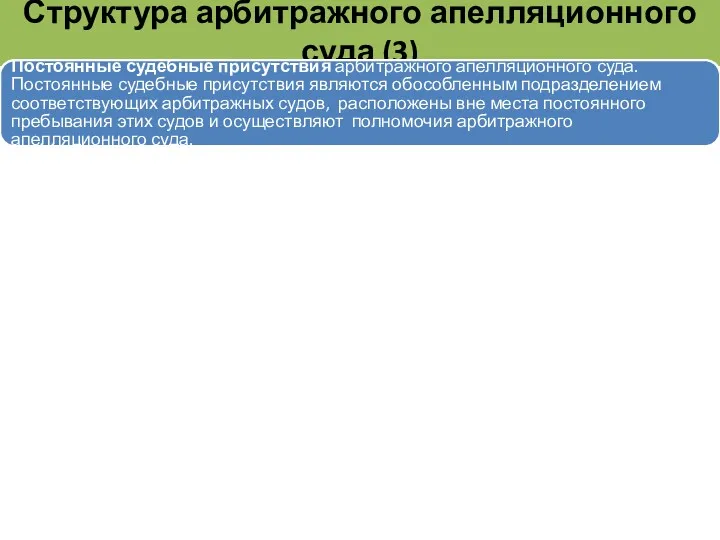 Структура арбитражного апелляционного суда (3) Постоянные судебные присутствия арбитражного апелляционного