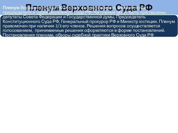 Пленум Верховного Суда РФ Пленум Верховного Суда РФ состоит из