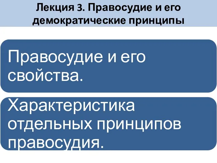 Лекция 3. Правосудие и его демократические принципы