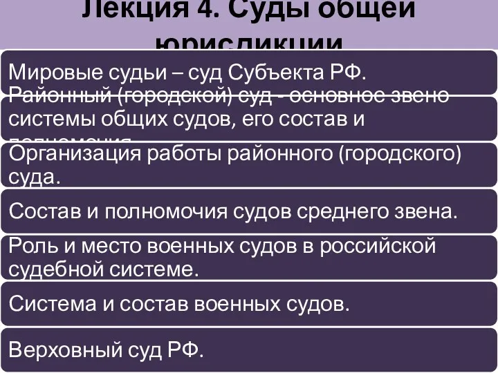 Лекция 4. Суды общей юрисдикции