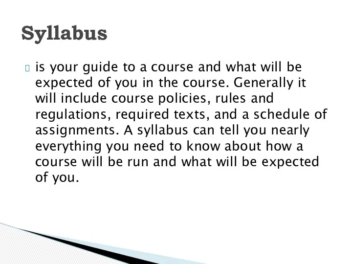 is your guide to a course and what will be