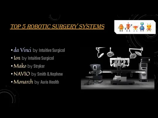 TOP 5 ROBOTIC SURGERY SYSTEMS da Vinci by Intuitive Surgical