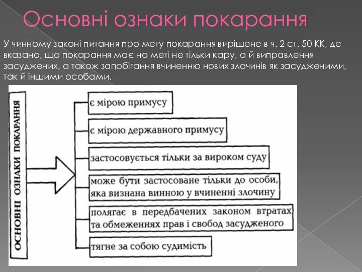 У чинному законі питання про мету покарання вирішене в ч.