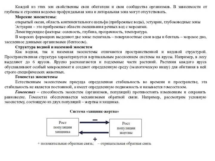 Каждой из этих зон свойственны свои обитатели и свои сообщества