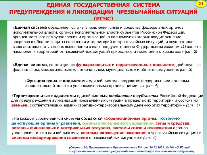 (Статьи 2-6, Постановление Правительства РФ от 30.12.2003 № 794 «О