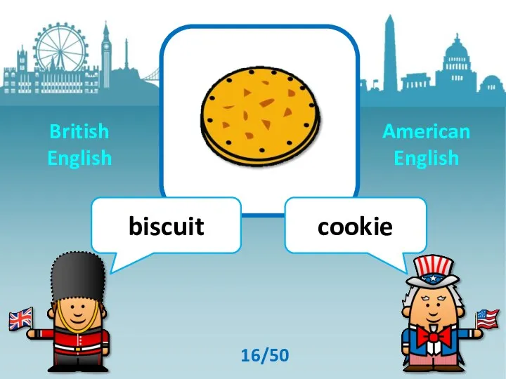 biscuit cookie 16/50 British English American English