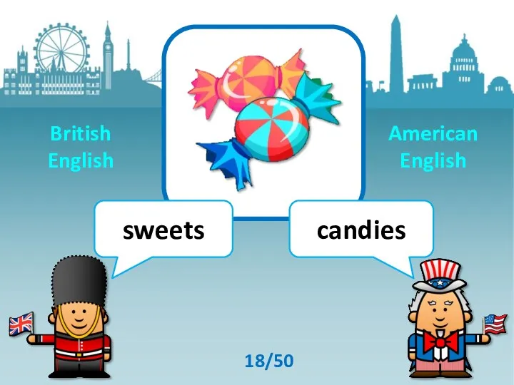 sweets candies 18/50 British English American English